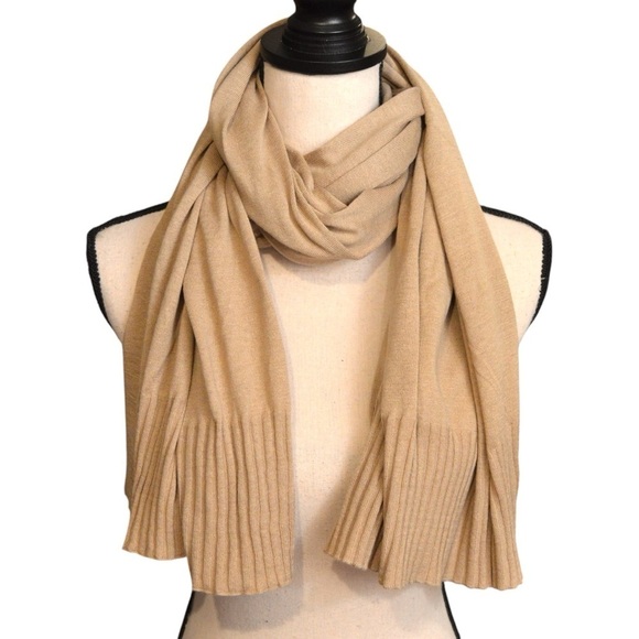 IMAN Viscose Soft Knit Thin Lightweight Slinky Blanket Scarf Ribbed Ends NWOT - Picture 1 of 5